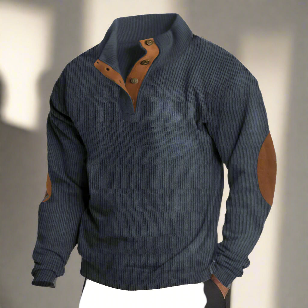 Classic Rib-Knit Sweater with Buttons for Men | Perfect for Autumn/Winter