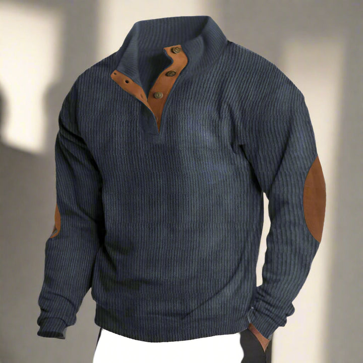 Classic Rib-Knit Sweater with Buttons for Men | Perfect for Autumn/Winter
