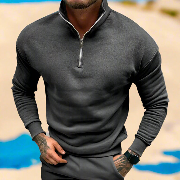 Comfortable Long-Sleeve Pullover with Zipper for Men | Perfect for Autumn/Winter