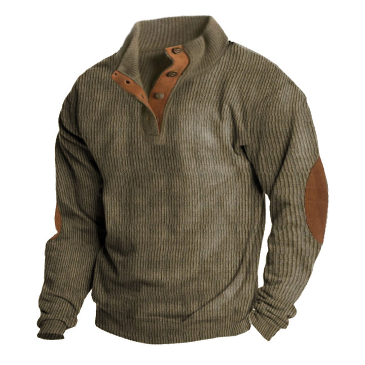 Classic Rib-Knit Sweater with Buttons for Men | Perfect for Autumn/Winter
