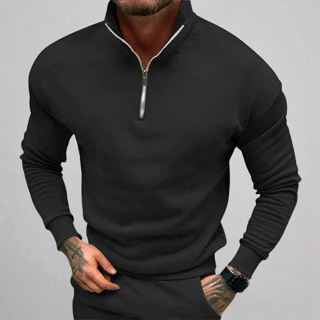 Comfortable Long-Sleeve Pullover with Zipper for Men | Perfect for Autumn/Winter