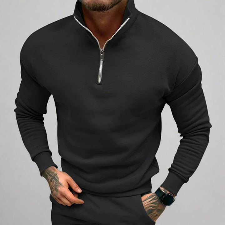 Comfortable Long-Sleeve Pullover with Zipper for Men | Perfect for Autumn/Winter