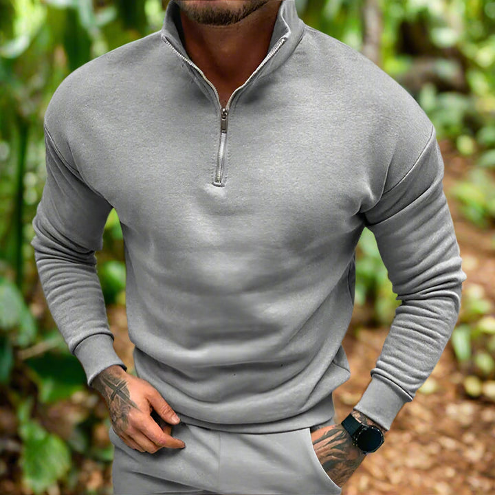 Comfortable Long-Sleeve Pullover with Zipper for Men | Perfect for Autumn/Winter