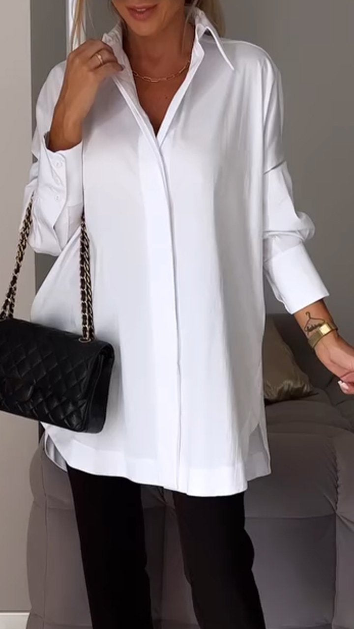 Lapel Slit Shirt™ Spring Essential – Casual Style with a Chic Twist