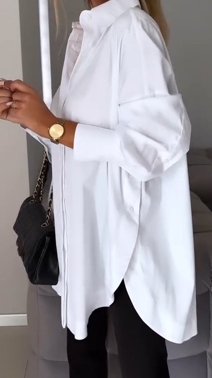 Lapel Slit Shirt™ Spring Essential – Casual Style with a Chic Twist
