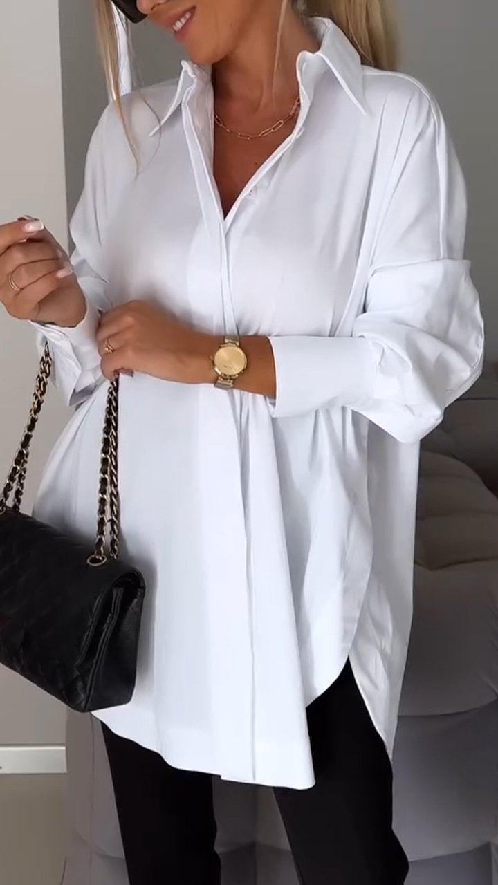 Lapel Slit Shirt™ Spring Essential – Casual Style with a Chic Twist