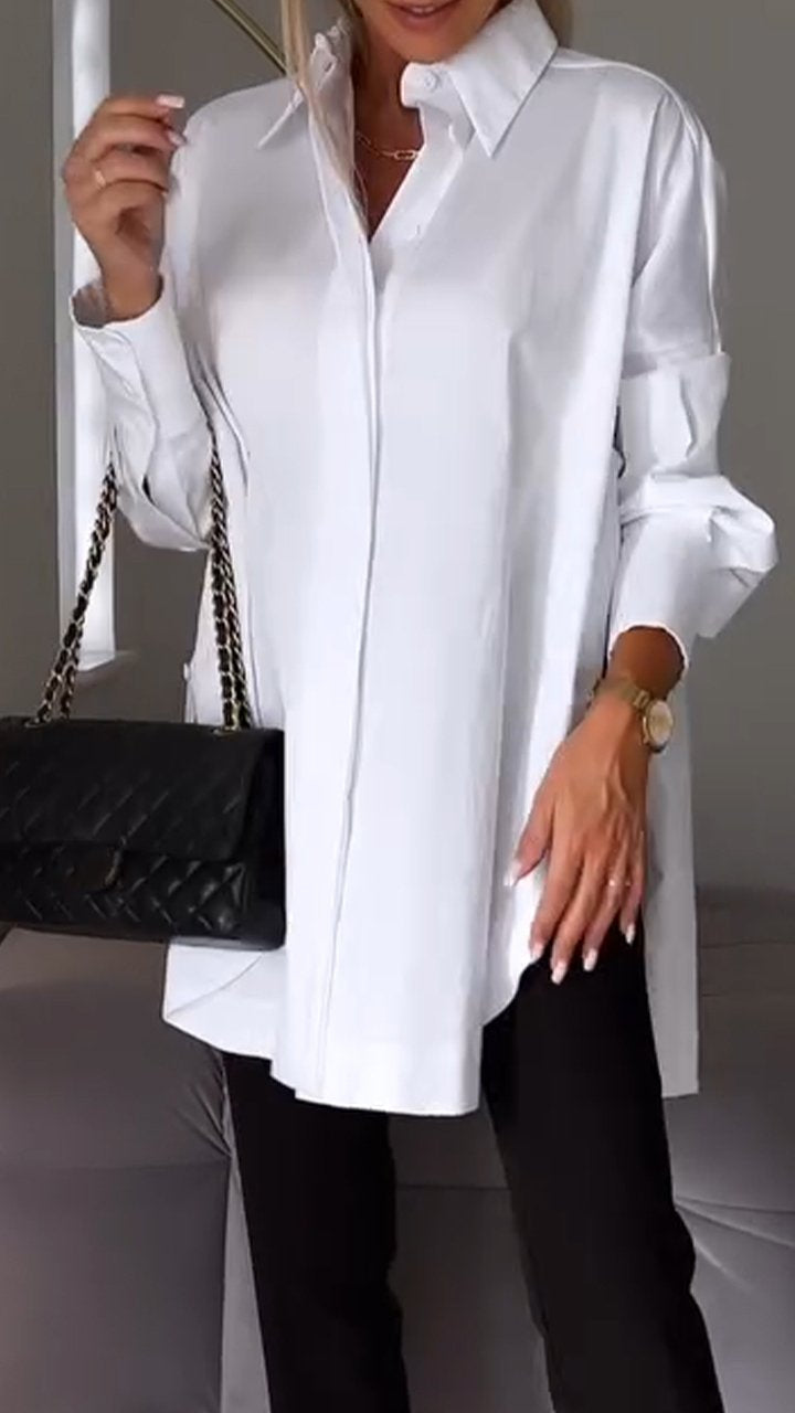 Lapel Slit Shirt™ Spring Essential – Casual Style with a Chic Twist