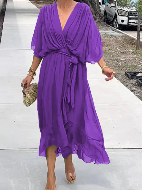 Adelheid® NDC| Chiffon Dress with V-Neck