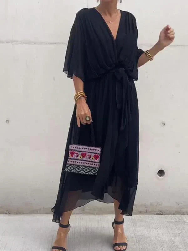 Adelheid® NDC| Chiffon Dress with V-Neck