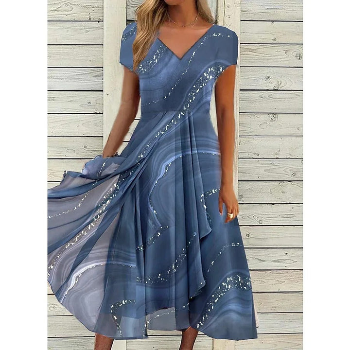 Revaux™ - V-Neck Midi Dress