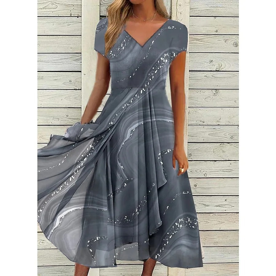 Revaux™ - V-Neck Midi Dress