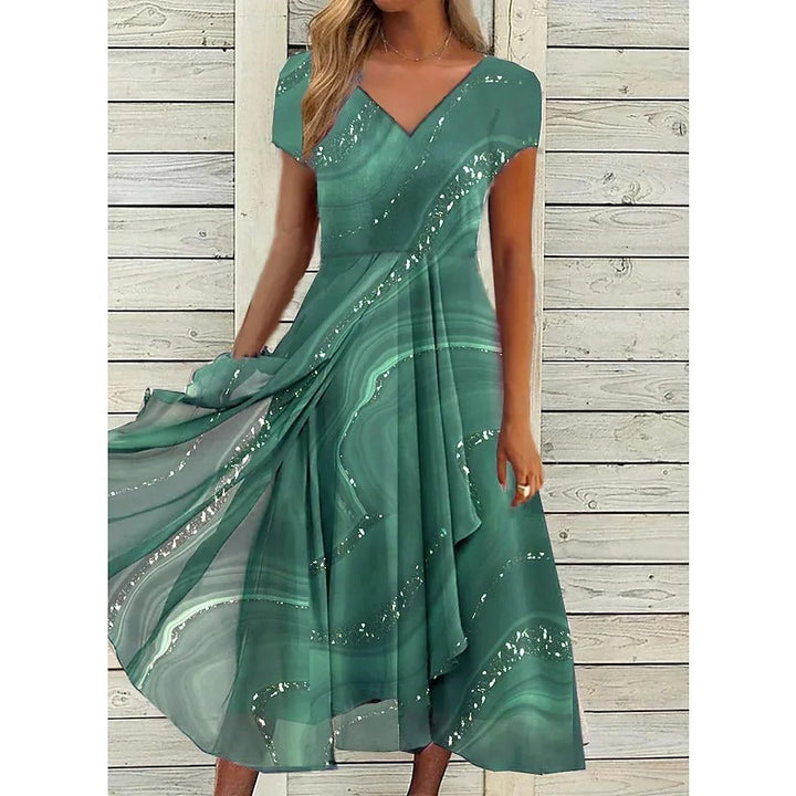 Revaux™ - V-Neck Midi Dress