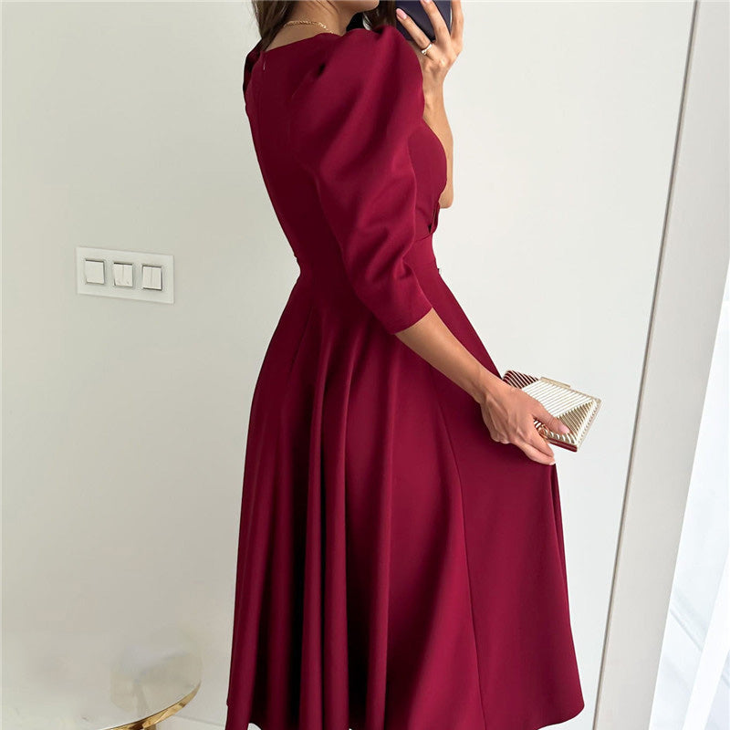 Spring Specials™ Spring Essential - Women's V-Neck Pleated Waist-Slimming Midi Dress