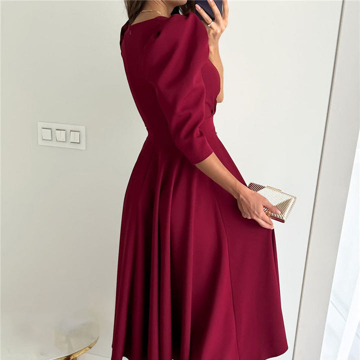 Spring Specials™ Spring Essential - Women's V-Neck Pleated Waist-Slimming Midi Dress