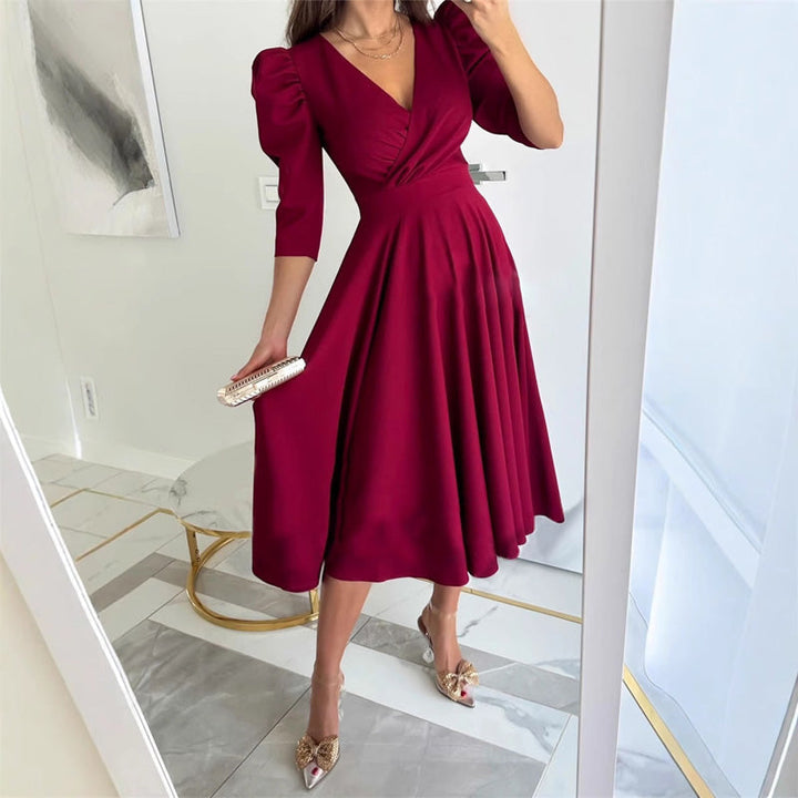 Spring Specials™ Spring Essential - Women's V-Neck Pleated Waist-Slimming Midi Dress