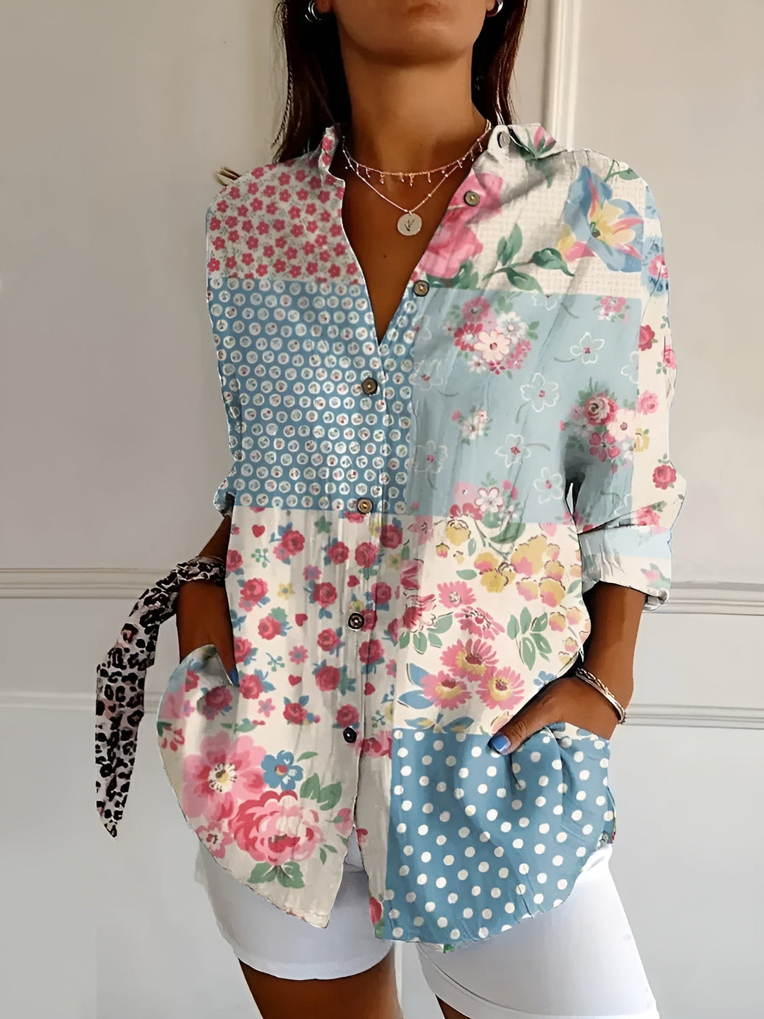 Roxane™ WBC | Light Cotton Floral Blouse