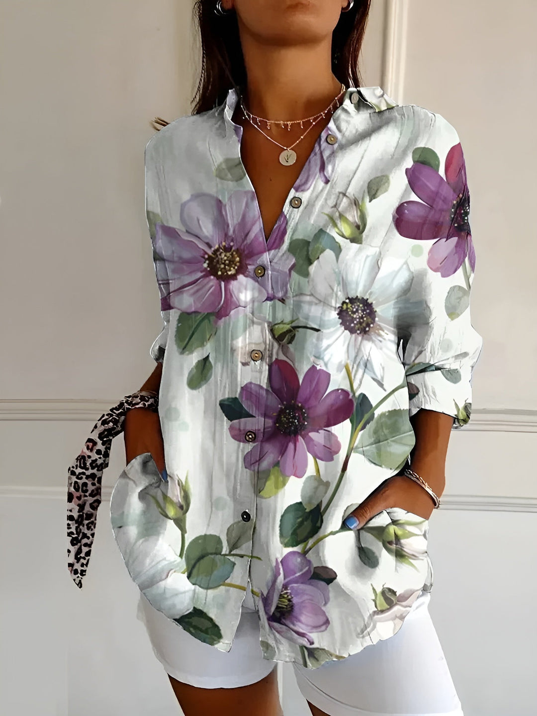Roxane™ WBC | Light Cotton Floral Blouse