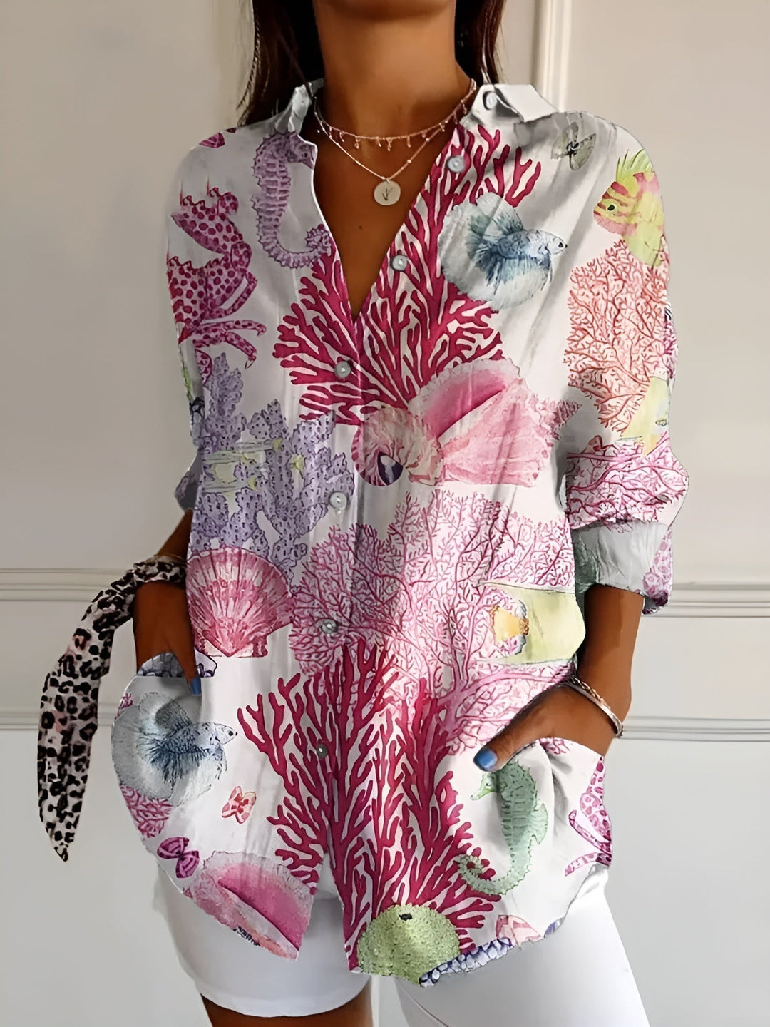 Roxane™ WBC | Light Cotton Floral Blouse