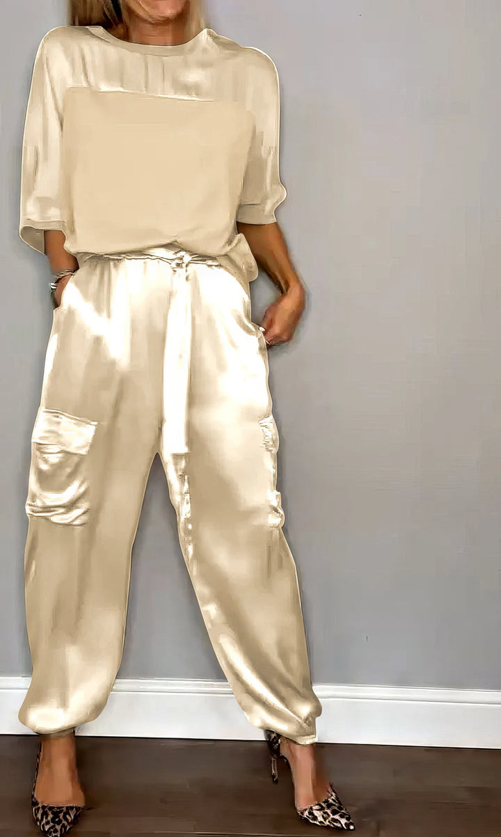 Amelia™ - Chic Two-Piece Set Blouse and Cargo Pants