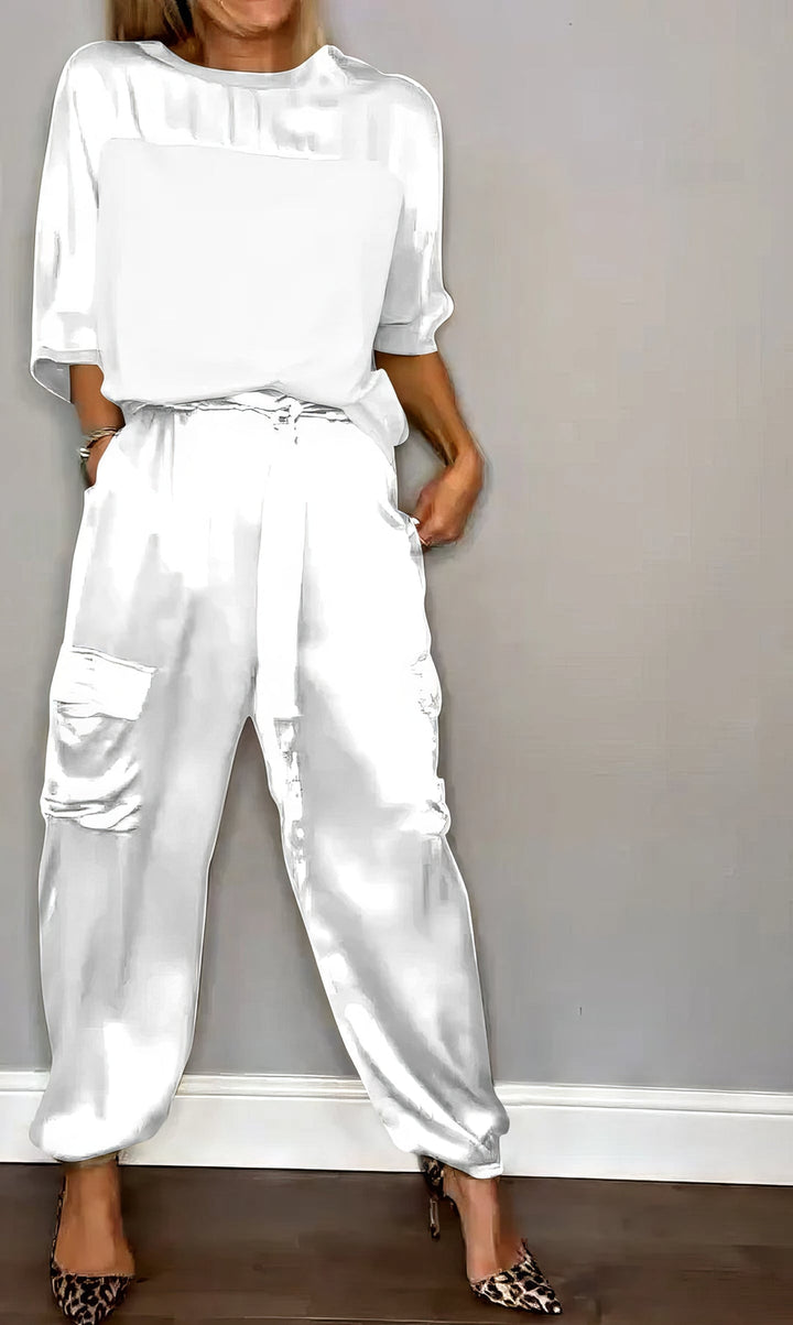 Amelia™ - Chic Two-Piece Set Blouse and Cargo Pants